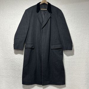 Abraham Moon Lambswool VTG Men's Overcoat Gray Herringbone Tweed Made In England